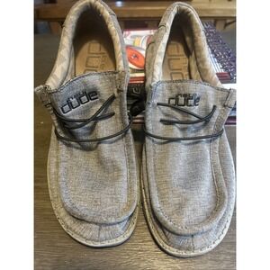 HEY DUDE WALLY WOVEN L Steel CARBON CASUAL SHOES MEN's 9 Very Clean